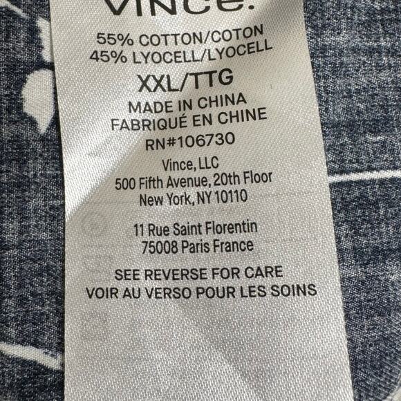 Vince Nomad Floral Short Sleeve Button-Up Coastal Navy Shirt Mens Size XXL - Picture 11 of 13